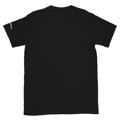 Black t-shirt with a AFJANANISTAN on the sleeve against a white background