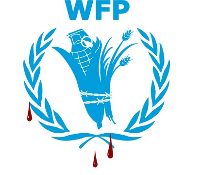 Graphic of blue logo and 'WFP' text on a white background