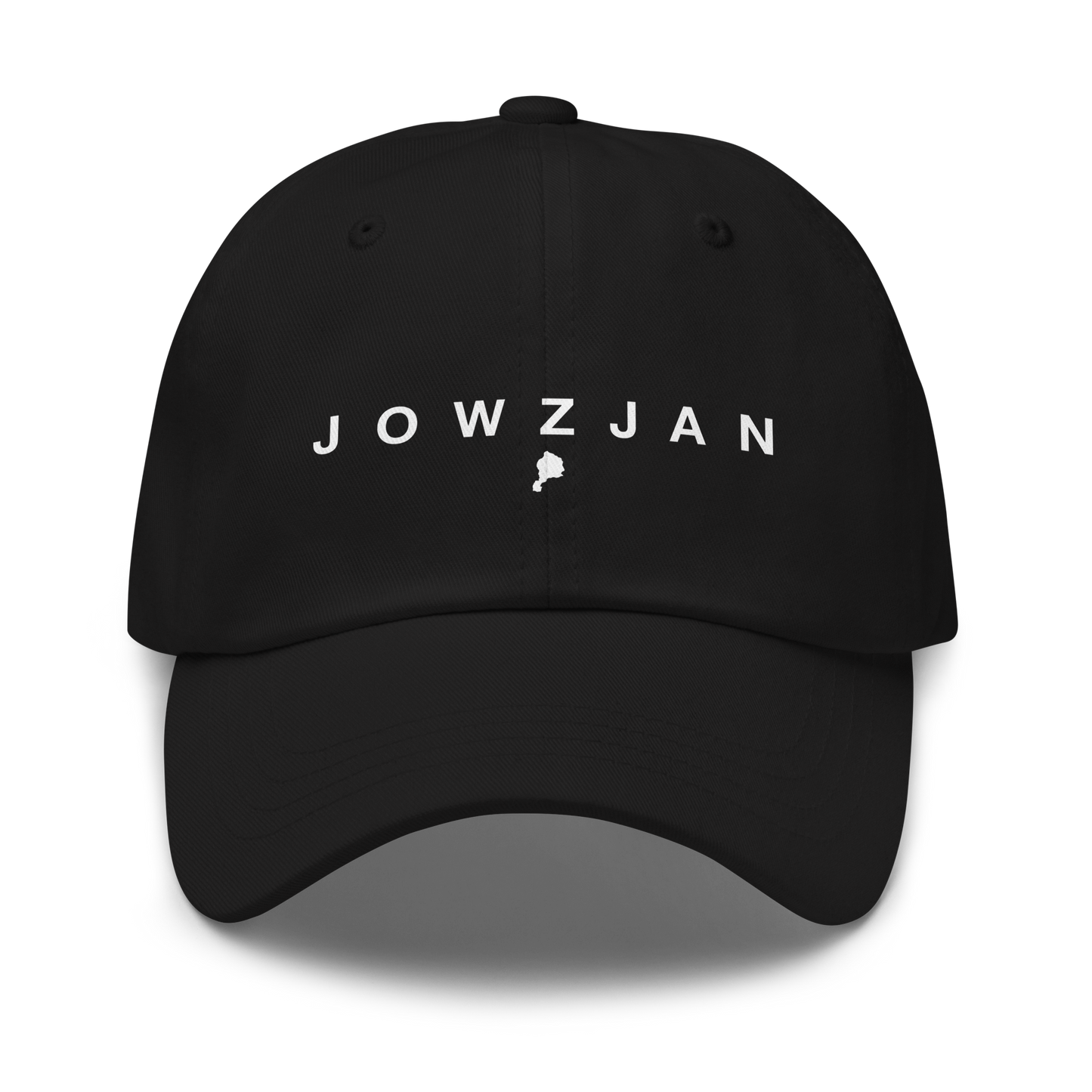 Black cap with 'JOWZJAN' text on a white background