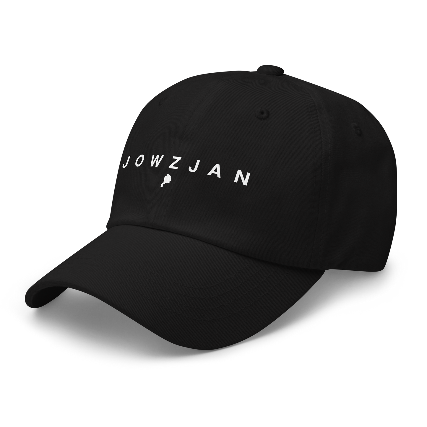 Black cap with 'JOWZJAN' text on a white background