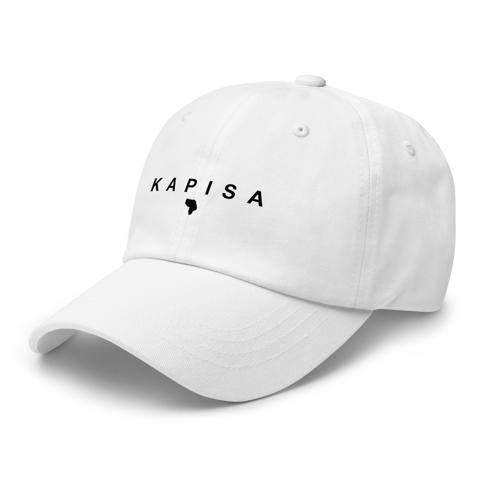 White cap with 'KAPISA' written in black on a white background