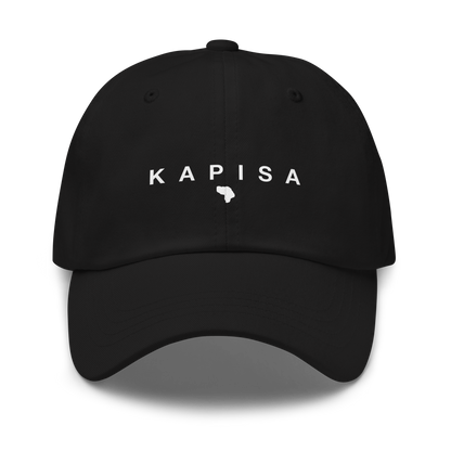 Black cap with 'KAPISA' text on a white background