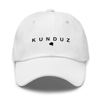 White cap with 'KUNDUZ' text on a white background