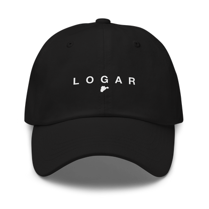 Black cap with 'LOGAR' text on a white background