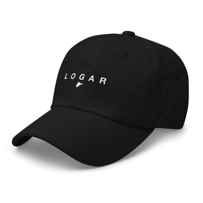 Black cap with 'LOGAR' text on a white background